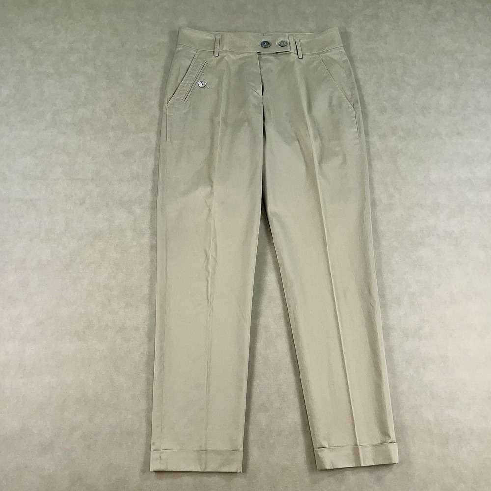 Brunello Cucinelli Pants Womens 6 Beige Career Office Straight Designer *READ